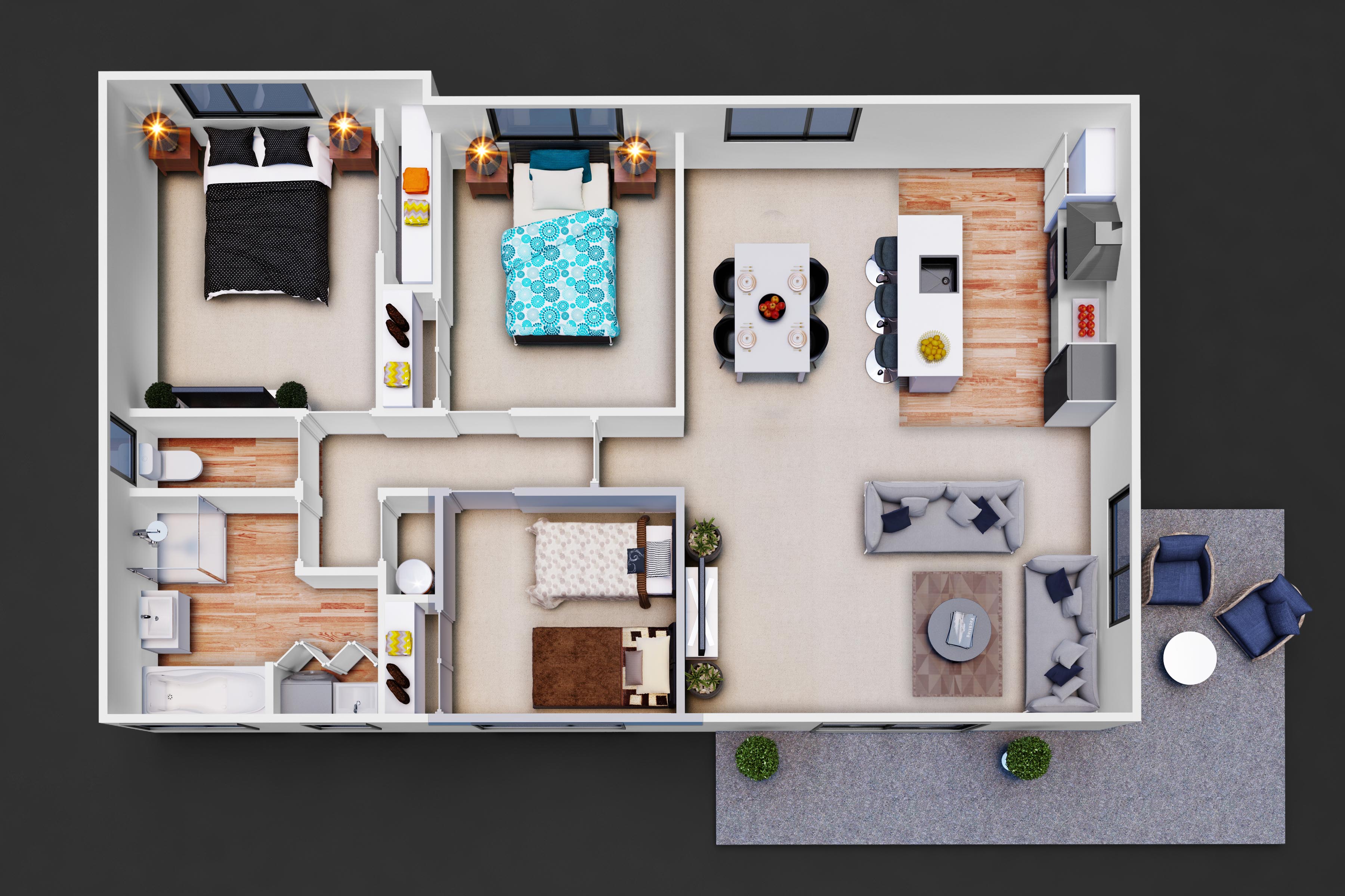 NZB 90 3D Floor Plan 2 